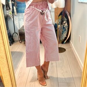 Myra Bag,ADORABLE Red/White Striped Cropped Pants,Elastic-Waist,Nautical,Size S